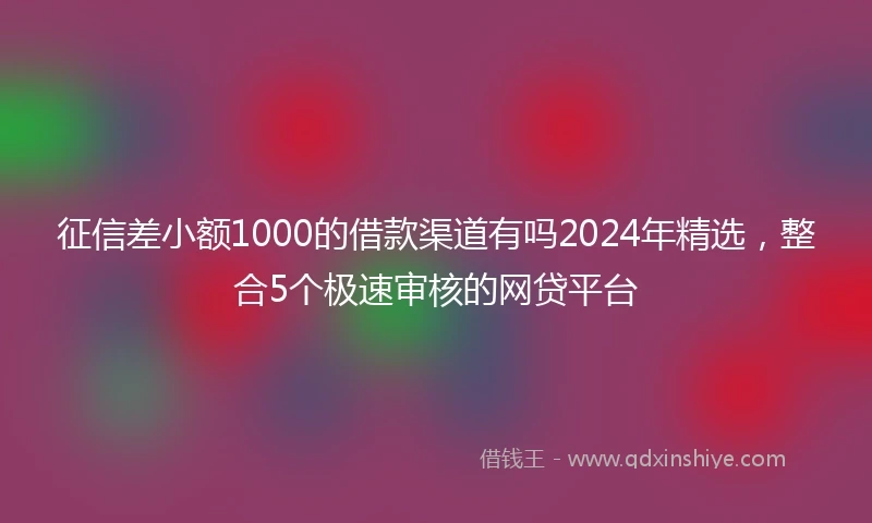 征信差小额1000的借款渠道有吗2024年精选，整合5个极速审核的网贷平台