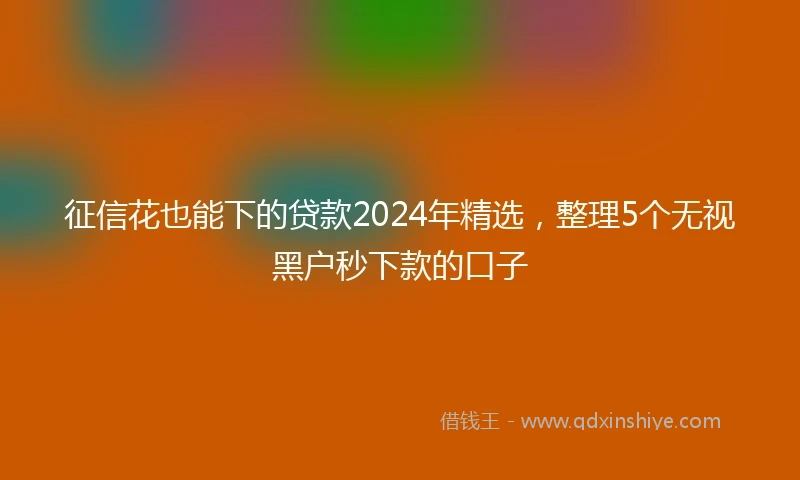 征信花也能下的贷款2024年精选，整理5个无视黑户秒下款的口子