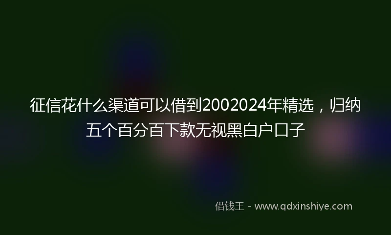 征信花什么渠道可以借到2002024年精选，归纳五个百分百下款无视黑白户口子