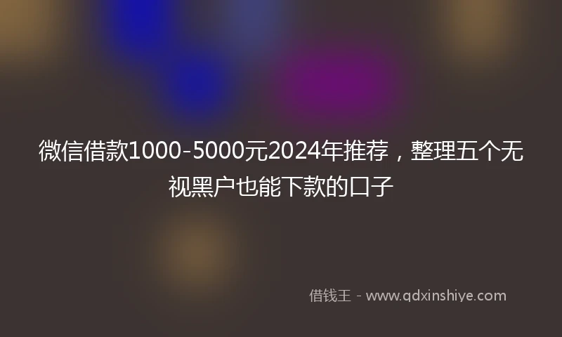 微信借款1000-5000元2024年推荐，整理五个无视黑户也能下款的口子