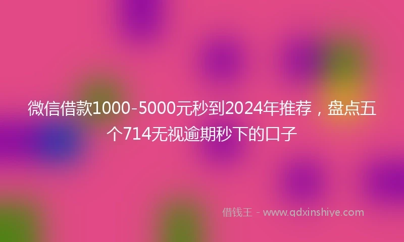 微信借款1000-5000元秒到2024年推荐，盘点五个714无视逾期秒下的口子