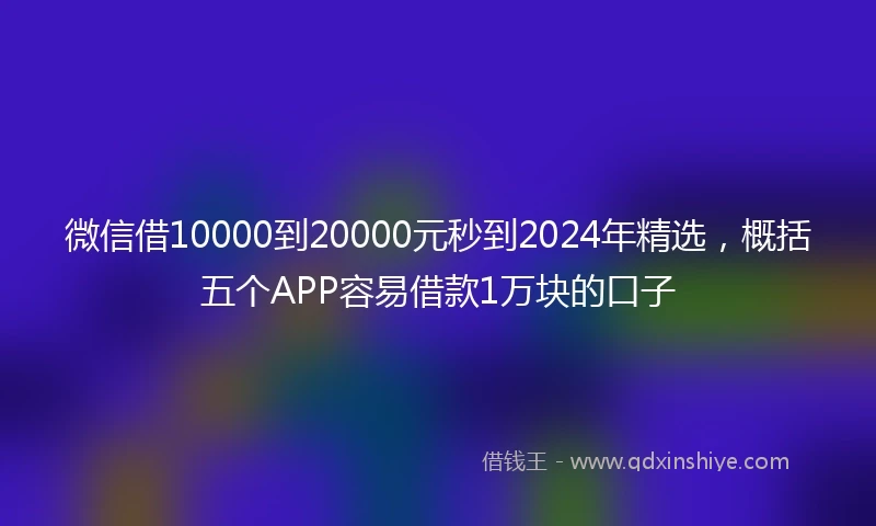 微信借10000到20000元秒到2024年精选，概括五个APP容易借款1万块的口子