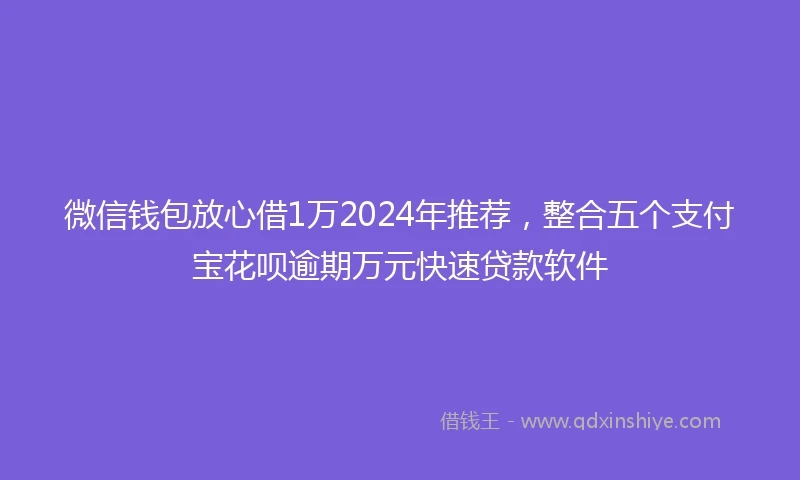 微信钱包放心借1万2024年推荐,整合五个支付宝花呗逾期万元快速贷款软件