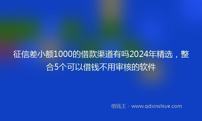 征信差小额1000的借款渠道有吗2024年精选，整合5个可以借钱不用审核的软件