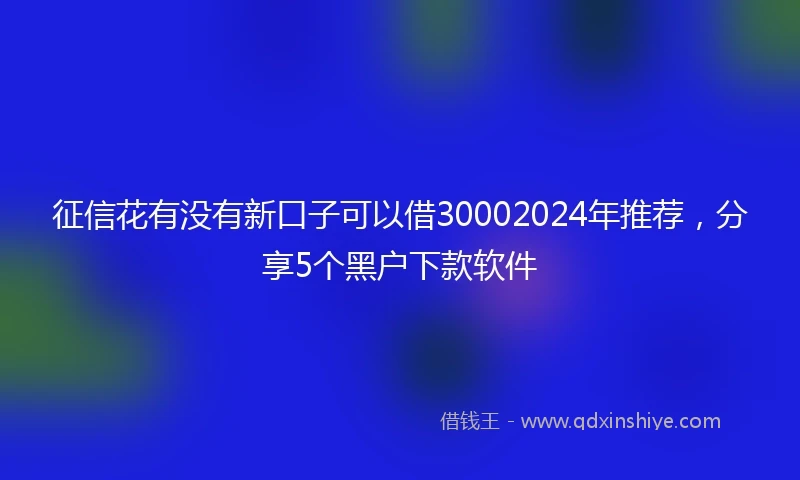 征信花有没有新口子可以借30002024年推荐，分享5个黑户下款软件