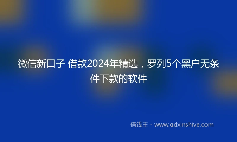 微信新口子 借款2024年精选，罗列5个黑户无条件下款的软件