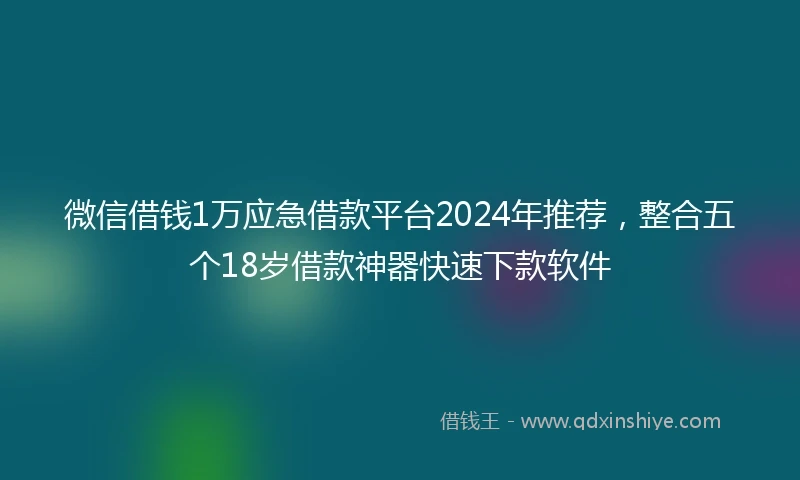 微信借钱1万应急借款平台2024年推荐，整合五个18岁借款神器快速下款软件