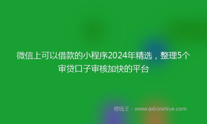 微信上可以借款的小程序2024年精选，整理5个审贷口子审核加快的平台