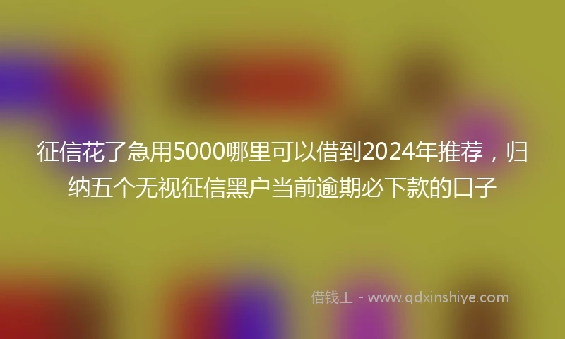 征信花了急用5000哪里可以借到2024年推荐，归纳五个无视征信黑户当前逾期必下款的口子