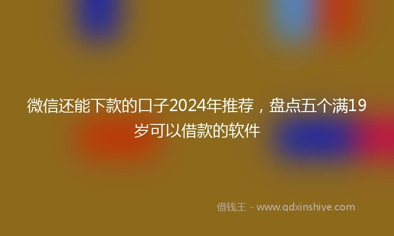 微信还能下款的口子2024年推荐,盘点五个满19岁可以借款的软件