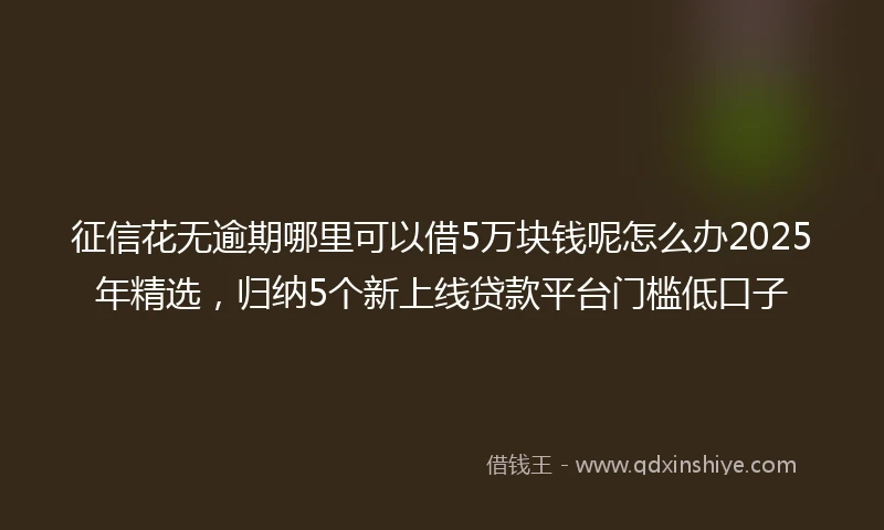 征信花无逾期哪里可以借5万块钱呢怎么办2025年精选，归纳5个新上线贷款平台门槛低口子