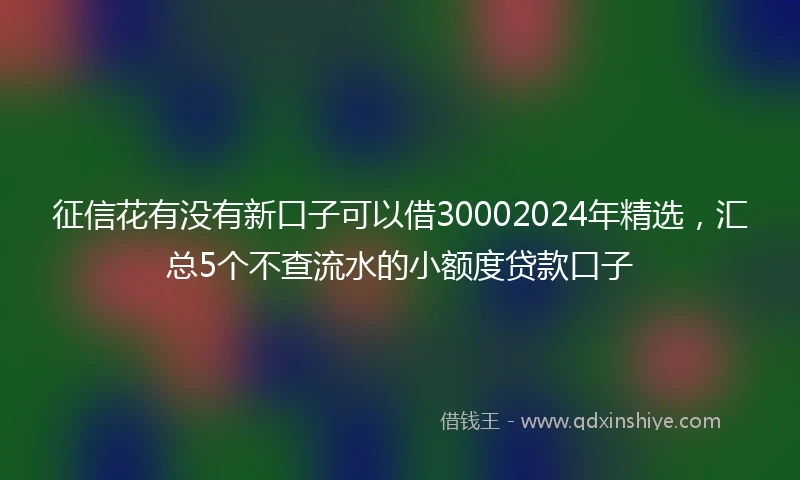 征信花有没有新口子可以借30002024年精选,汇总5个不查流水的小额度贷款口子