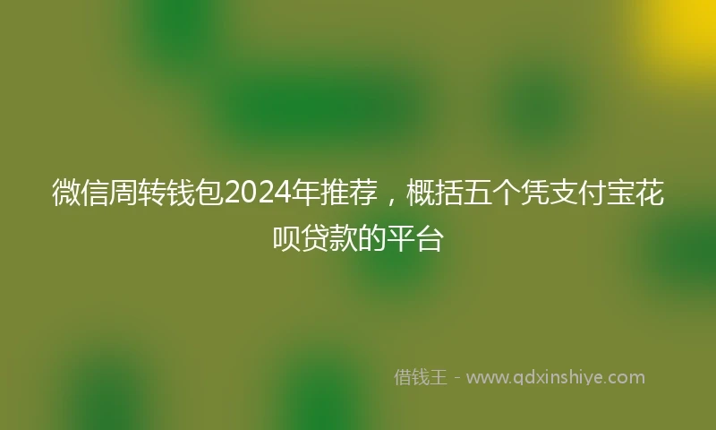微信周转钱包2024年推荐,概括五个凭支付宝花呗贷款的平台