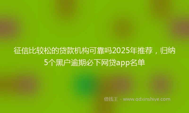 征信比较松的贷款机构可靠吗2025年推荐，归纳5个黑户逾期必下网贷app名单