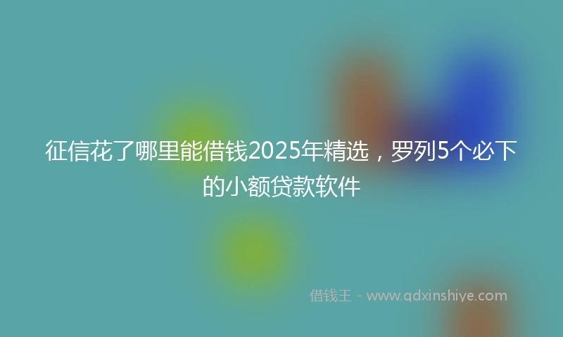 征信花了哪里能借钱2025年精选，罗列5个必下的小额贷款软件
