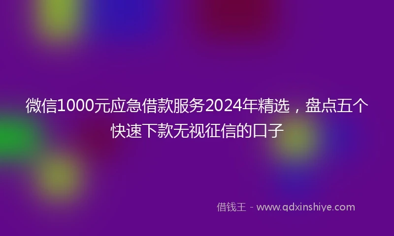 微信1000元应急借款服务2024年精选，盘点五个快速下款无视征信的口子
