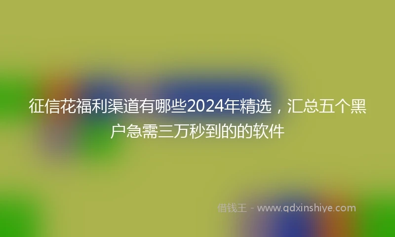 征信花福利渠道有哪些2024年精选，汇总五个黑户急需三万秒到的的软件