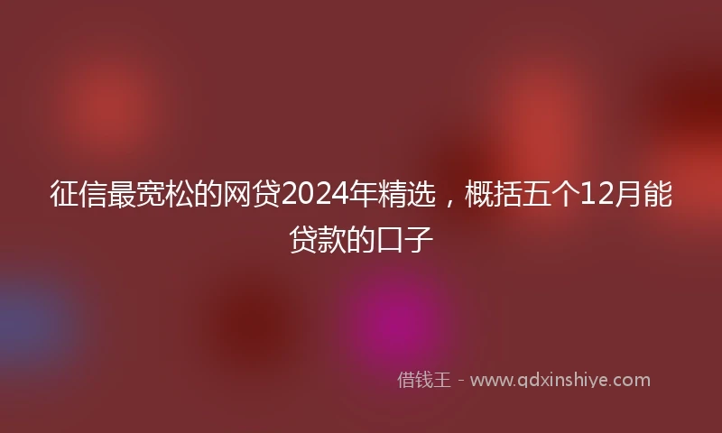 征信最宽松的网贷2024年精选，概括五个12月能贷款的口子