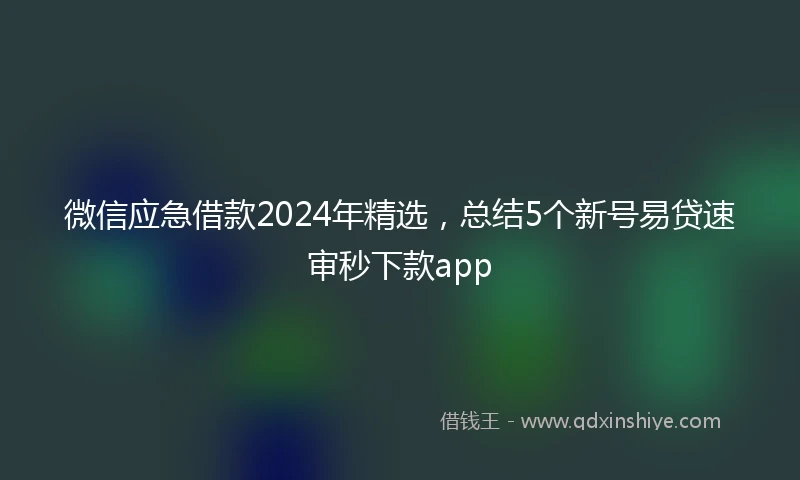 微信应急借款2024年精选，总结5个新号易贷速审秒下款app