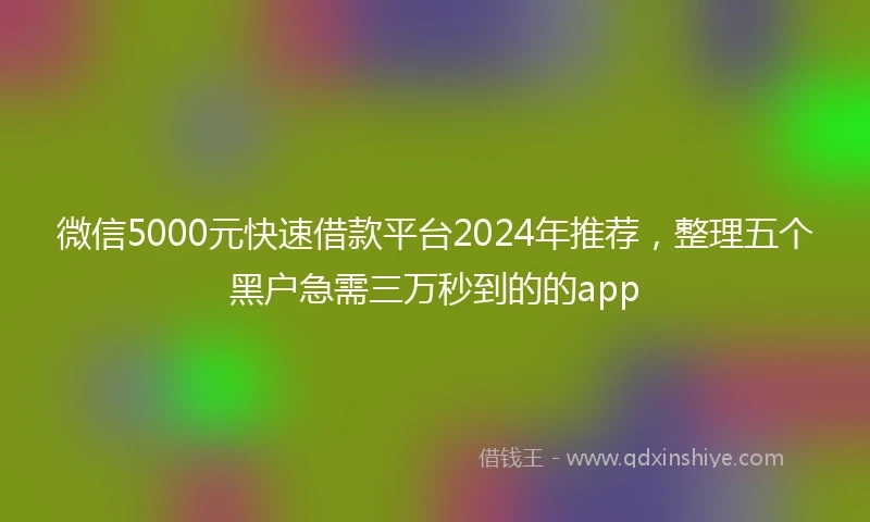 微信5000元快速借款平台2024年推荐，整理五个黑户急需三万秒到的的app