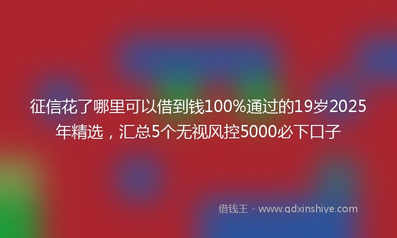 征信花了哪里可以借到钱100%通过的19岁2025年精选，汇总5个无视风控5000必下口子