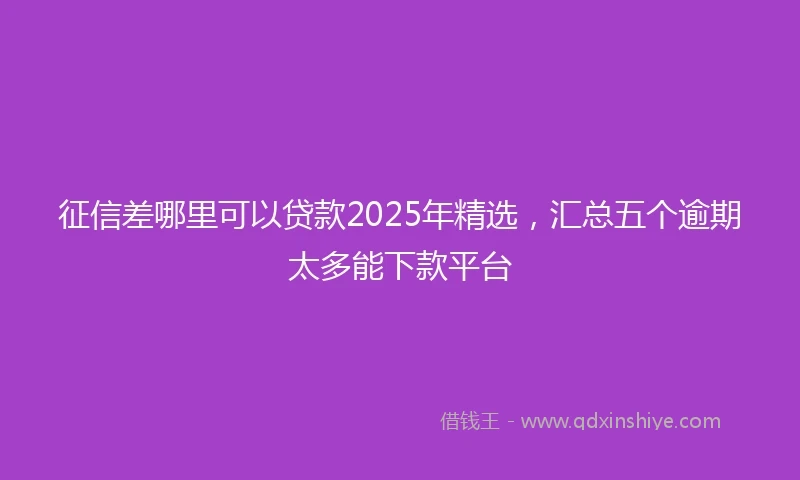 征信差哪里可以贷款2025年精选，汇总五个逾期太多能下款平台