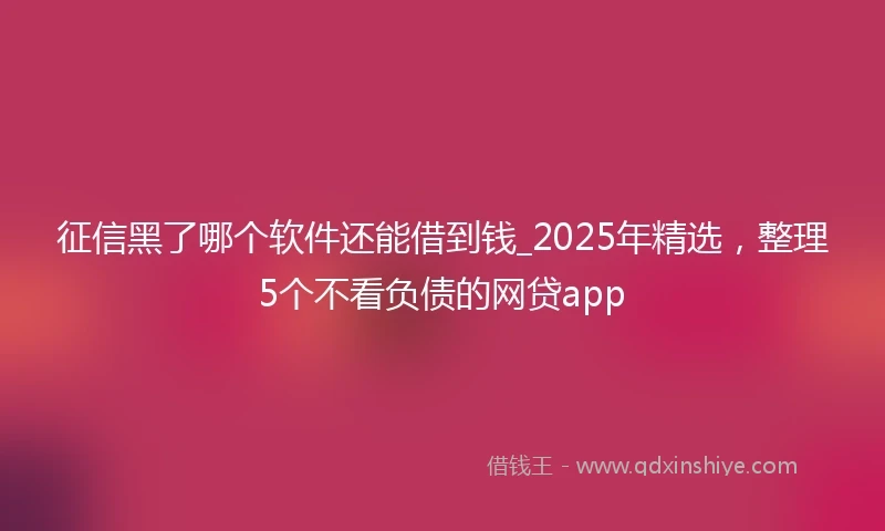 征信黑了哪个软件还能借到钱_2025年精选，整理5个不看负债的网贷app