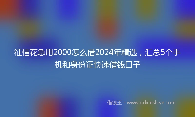 征信花急用2000怎么借2024年精选，汇总5个手机和身份证快速借钱口子