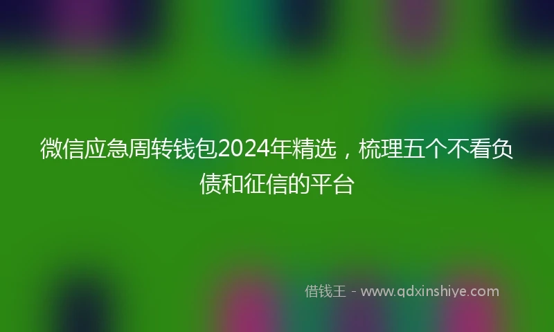 微信应急周转钱包2024年精选，梳理五个不看负债和征信的平台