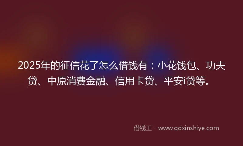 2025年的征信花了怎么借钱有：小花钱包、功夫贷、中原消费金融、信用卡贷、平安i贷等。
