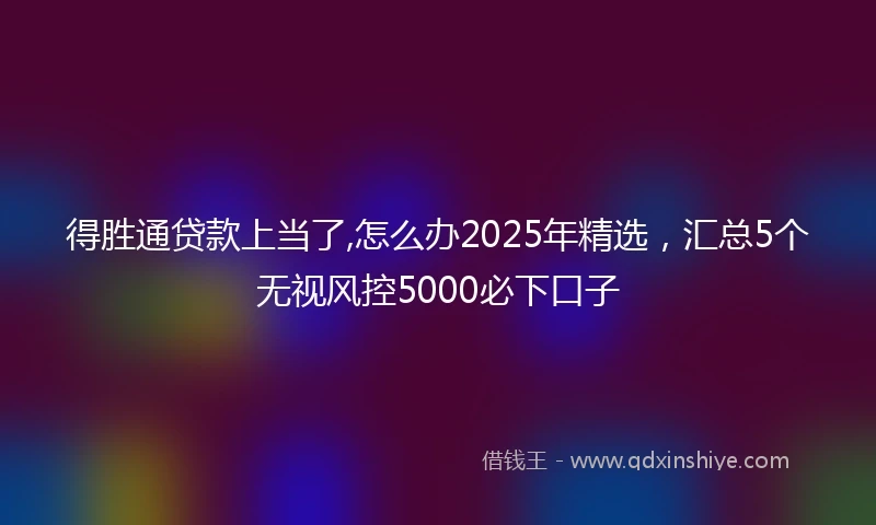 得胜通贷款上当了,怎么办2025年精选，汇总5个无视风控5000必下口子