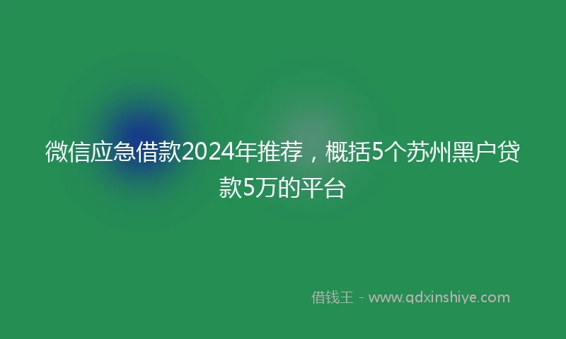 微信应急借款2024年推荐，概括5个苏州黑户贷款5万的平台
