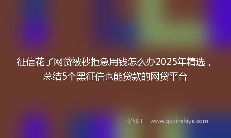 征信花了网贷被秒拒急用钱怎么办2025年精选，总结5个黑征信也能贷款的网贷平台