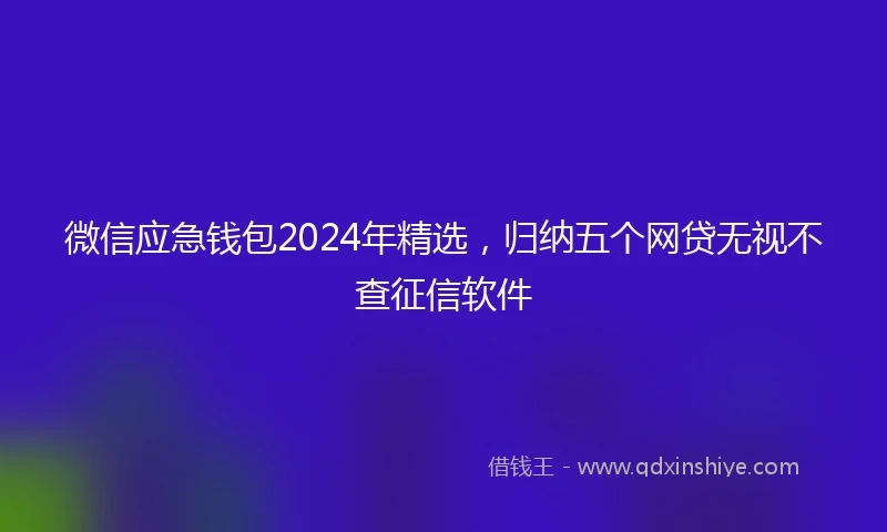 微信应急钱包2024年精选，归纳五个网贷无视不查征信软件