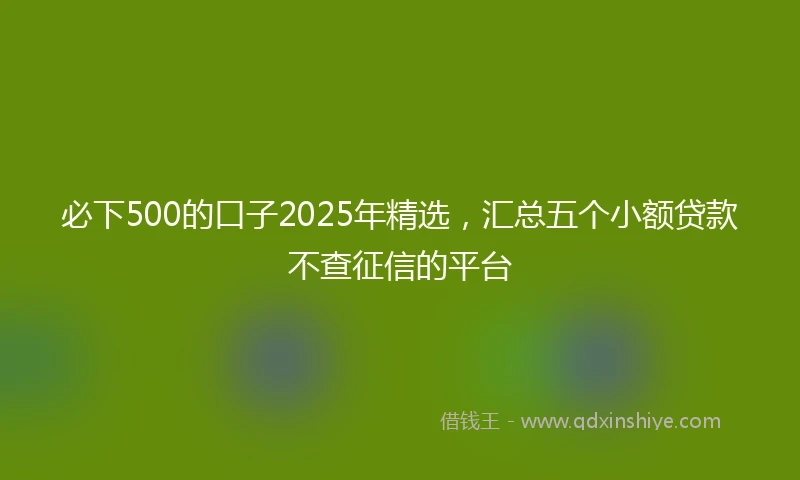 必下500的口子2025年精选，汇总五个小额贷款不查征信的平台