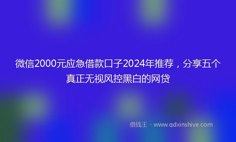 微信2000元应急借款口子2024年推荐，分享五个真正无视风控黑白的网贷
