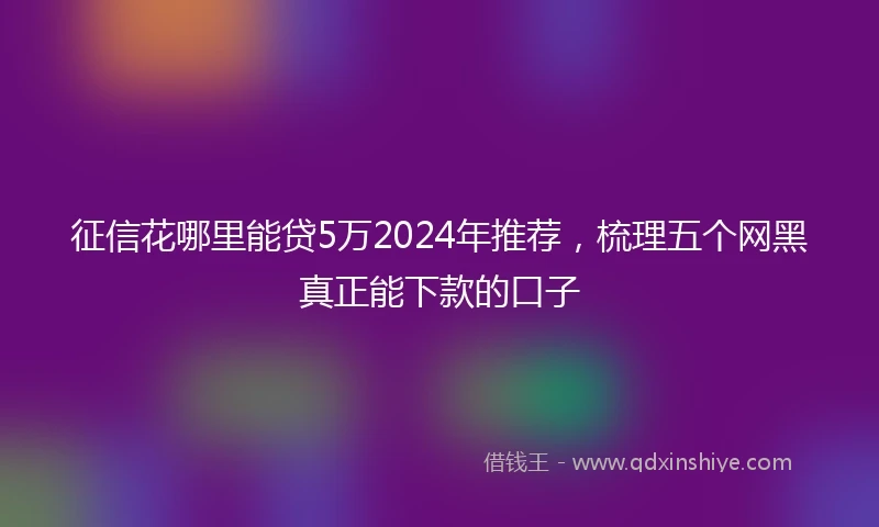 征信花哪里能贷5万2024年推荐,梳理五个网黑真正能下款的口子