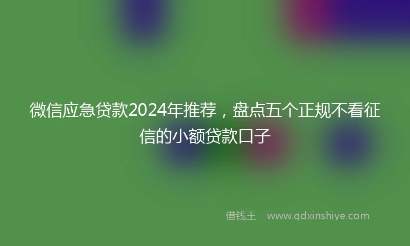 微信应急贷款2024年推荐，盘点五个正规不看征信的小额贷款口子