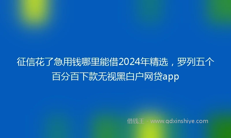 征信花了急用钱哪里能借2024年精选，罗列五个百分百下款无视黑白户网贷app