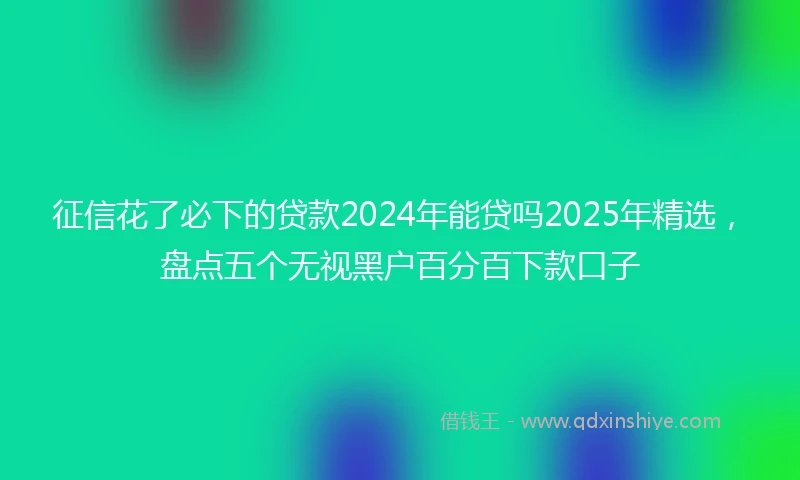征信花了必下的贷款2024年能贷吗2025年精选，盘点五个无视黑户百分百下款口子