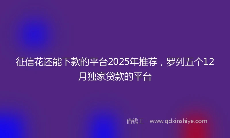 征信花还能下款的平台2025年推荐，罗列五个12月独家贷款的平台
