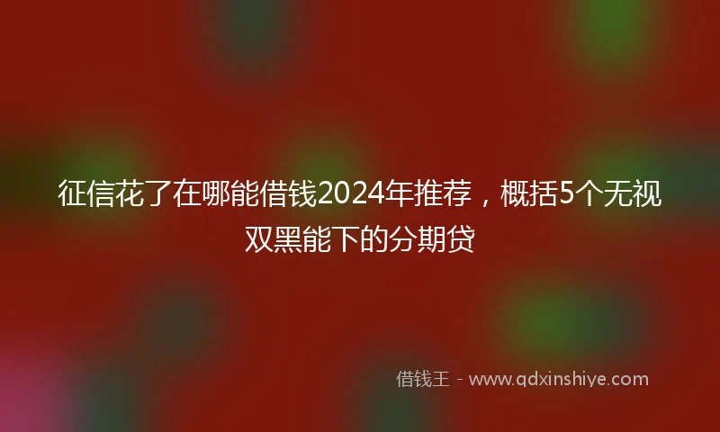 征信花了在哪能借钱2024年推荐，概括5个无视双黑能下的分期贷