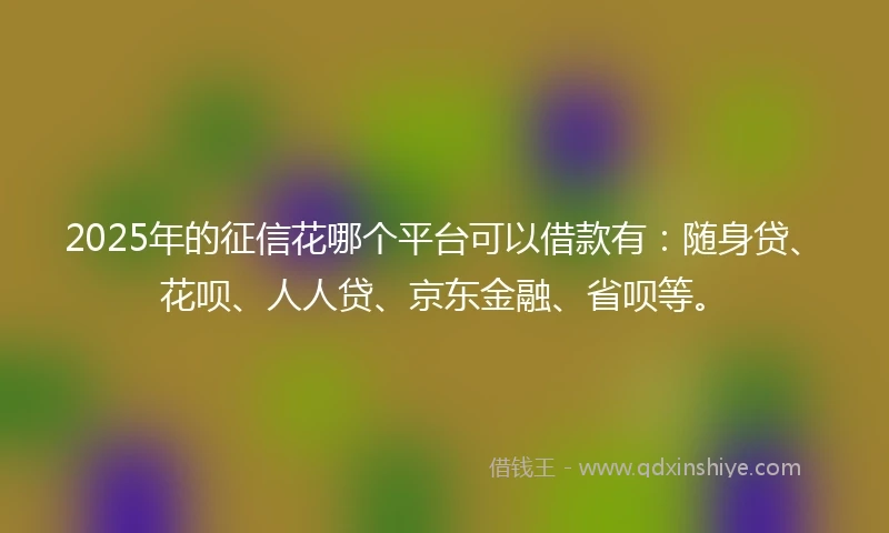 2025年的征信花哪个平台可以借款有：随身贷、花呗、人人贷、京东金融、省呗等。