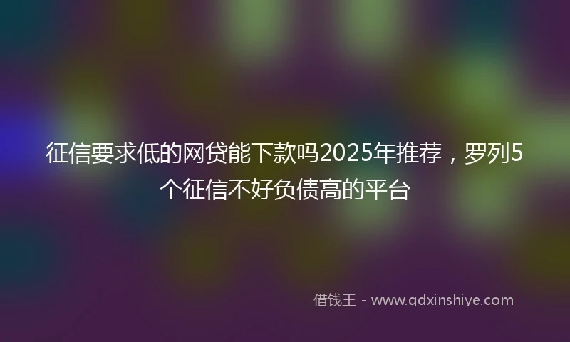 征信要求低的网贷能下款吗2025年推荐，罗列5个征信不好负债高的平台