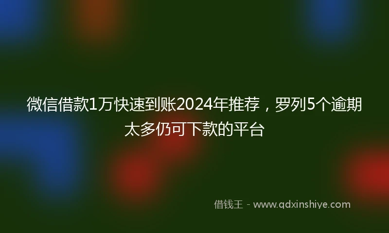 微信借款1万快速到账2024年推荐，罗列5个逾期太多仍可下款的平台