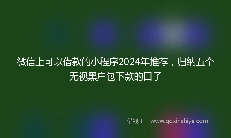 微信上可以借款的小程序2024年推荐，归纳五个无视黑户包下款的口子