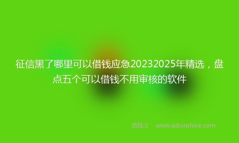 征信黑了哪里可以借钱应急20232025年精选，盘点五个可以借钱不用审核的软件