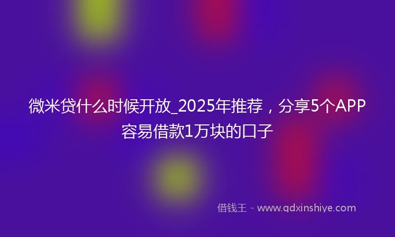 微米贷什么时候开放_2025年推荐，分享5个APP容易借款1万块的口子