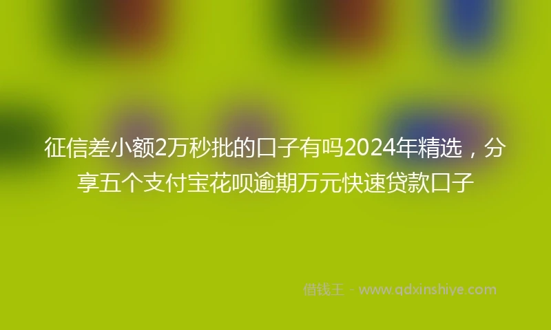 征信差小额2万秒批的口子有吗2024年精选，分享五个支付宝花呗逾期万元快速贷款口子