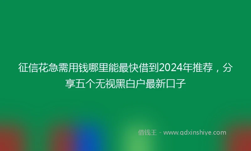 征信花急需用钱哪里能最快借到2024年推荐，分享五个无视黑白户最新口子